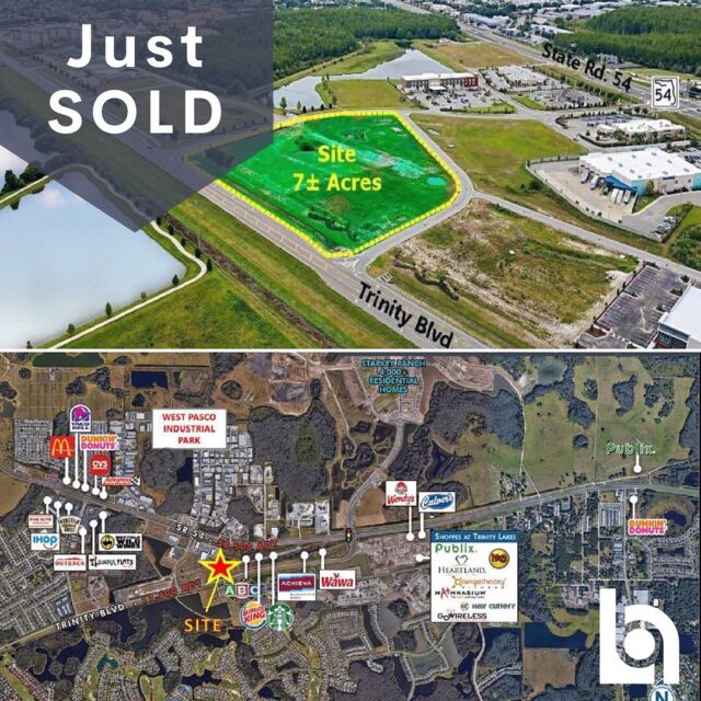 Bounat is excited to announce the sale of this land!

Located 25 miles from the Tampa International Airport, this pad-ready industrial site has plans approved by the county. Our client will become an owner-user and developing a brand new, class A fulfillment center comprising of +/- 90,000 Sq Ft of warehouse and office space.

This location provides easy access to significant roadways and transportation, a major University, and endless entertainment (top-ranked beaches and year-round recreation, major sports teams, family communities with outstanding amenities, and parks and museums).

Deal Overview:
✅ Address: 1990 Corporate Center Dr, Trinity, FL 34655
✅ Size (AC): +/- 7 acres (pad ready industrial land)
✅ Purchase price: $2,500,000
✅ Buyer’s broker: @nganey23 @real_estate_rob_cre, Boutique National LLC
✅ Seller’s broker:  Heidi Tuttle-Beisner, Commercial Asset Partners Realty

Looking to buy, sell, or lease? Contact Bounat to get started today!

#investment #realestate #cre #commercialrealestate #realestateagent #realestateinvestor #nnn #justsold #realestatelife #tgif #milliondollarlisting #realestatebroker #success #retailrealestate #1031 #tamparealestate #icsc #realestateagents #referral #ccim #realty #cashflow #realestateexpert #property #entrepreneur #tampacre #floridacre