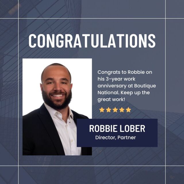 Boutique National is thrilled to celebrate an important milestone for Bounat Partner - Robbie Lober.

Robbie began his career at Bounat 3 years ago. During this time, he has become a key contributor to the team. His dedication to serving his clients and his can-do attitude sets him apart. His success has earned him two promotions, most recently to Partner.

Robbie is a rising star and we look forward to his continued growth and success. Congratulations @real_estate_rob_cre!!

#brokerspotlight #brokerpromotion #fgcar #naiop#realtorlife #realtorlifestyle #closingday #closingtable #realtorsofig #realtorsofinstagram #loverealestate #realtortips #realtoring #realestategrind #realestateinvesting #realestateinvestor #realestateinvestors #realestateagentlife #realestatelifestyle#tamparealestate #commercialproperty #commercialbroker  #CREmarketing #tampa #tampacre #risingstar #floridacre #floridacommercialrealestate